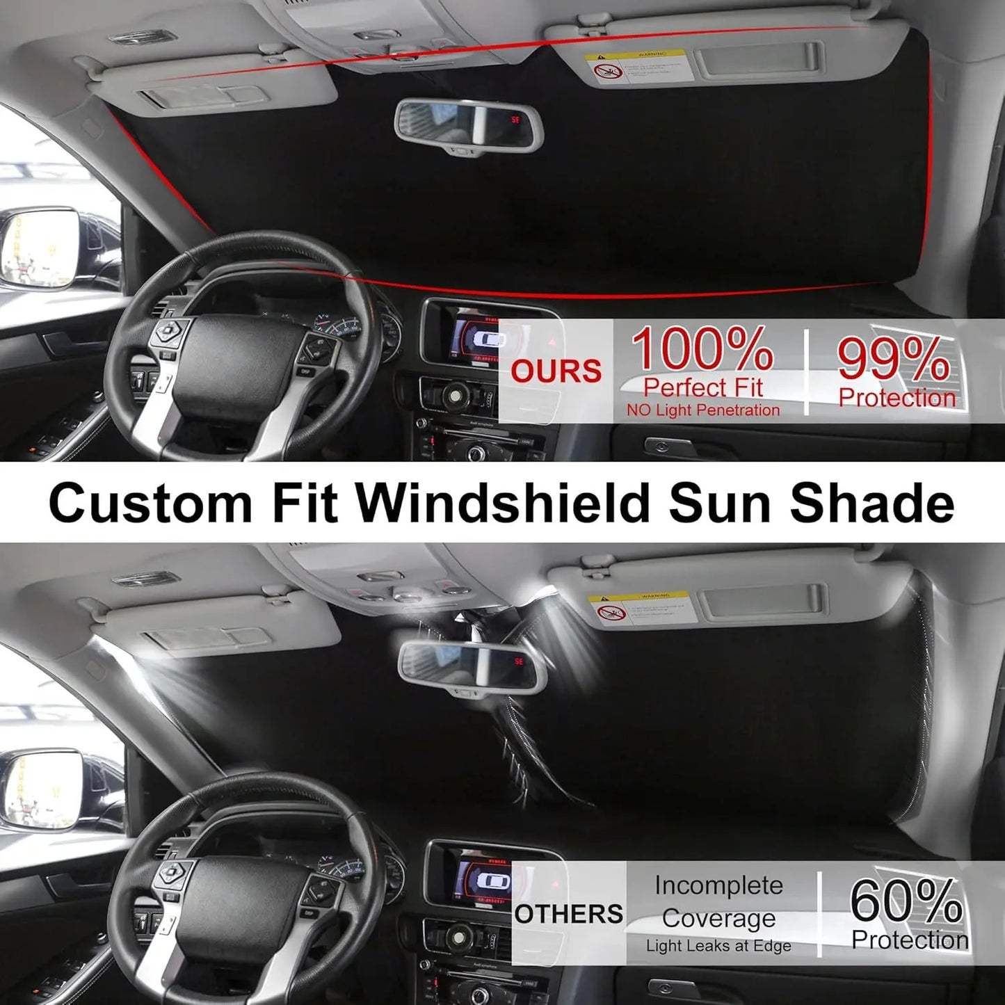 Car Sunshade Front Windshield Titanium Silver Thickened Shade Cover Foldable Sun Shade Car Interior UV Protection Accessories