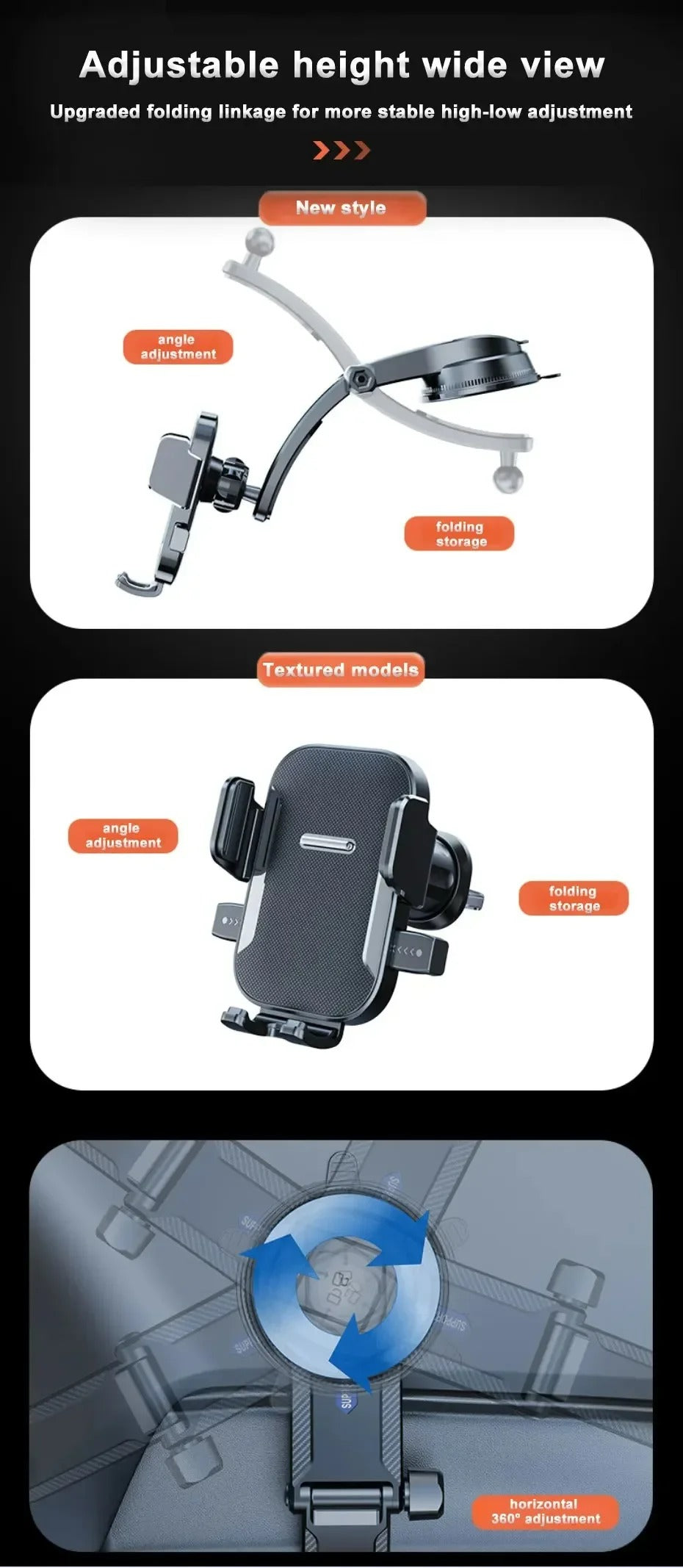 Universal Suction Cup Phone Stand Car Dashboard Windshield Desk Mount for GPS Navigation Car Phone Holder Secure Hanging Bracket