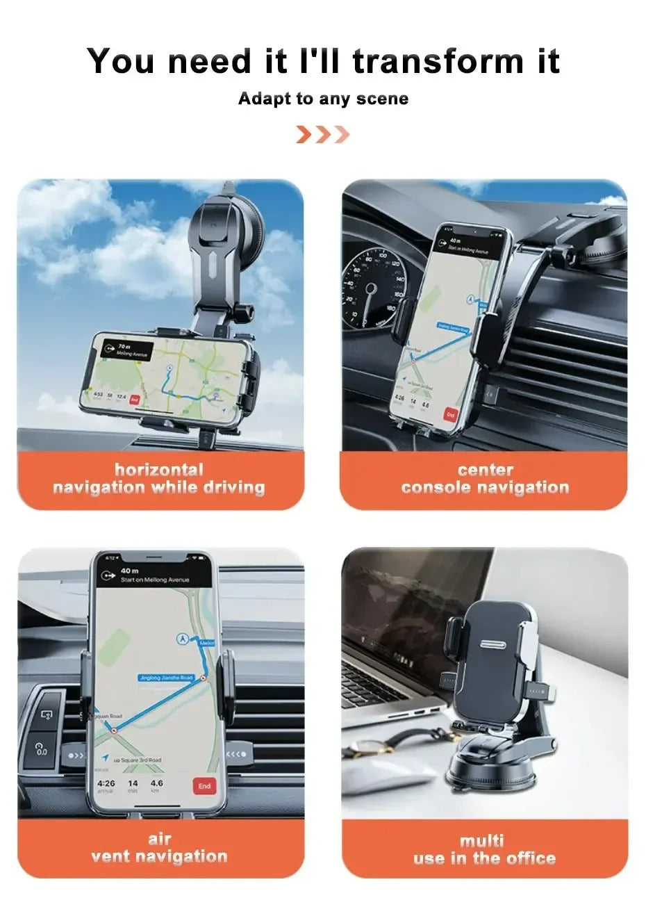 Universal Suction Cup Phone Stand Car Dashboard Windshield Desk Mount for GPS Navigation Car Phone Holder Secure Hanging Bracket