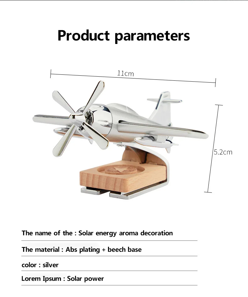 Car interior accessories solar airplane model center console decoration air freshener