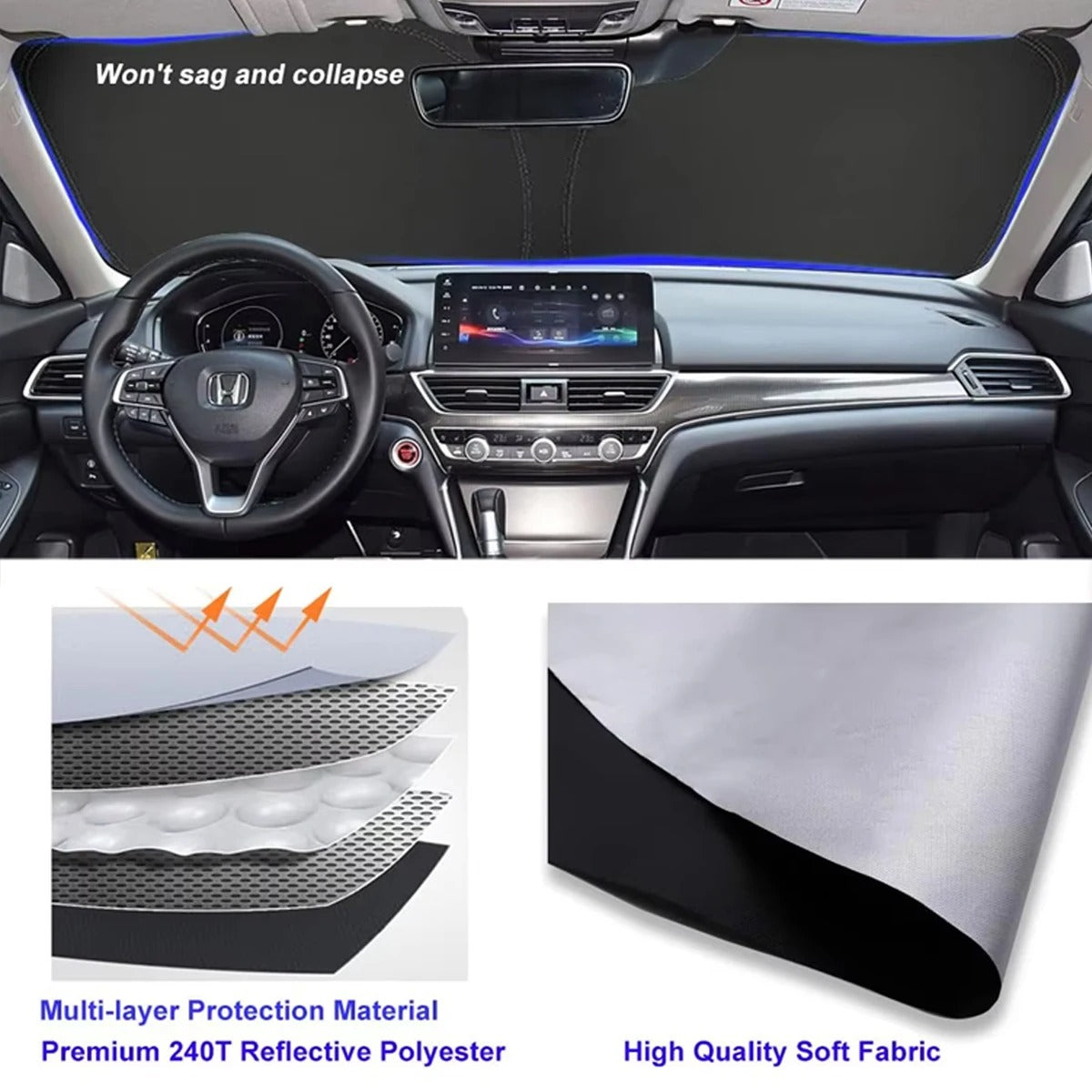 Car Sunshade Front Windshield Titanium Silver Thickened Shade Cover Foldable Sun Shade Car Interior UV Protection Accessories
