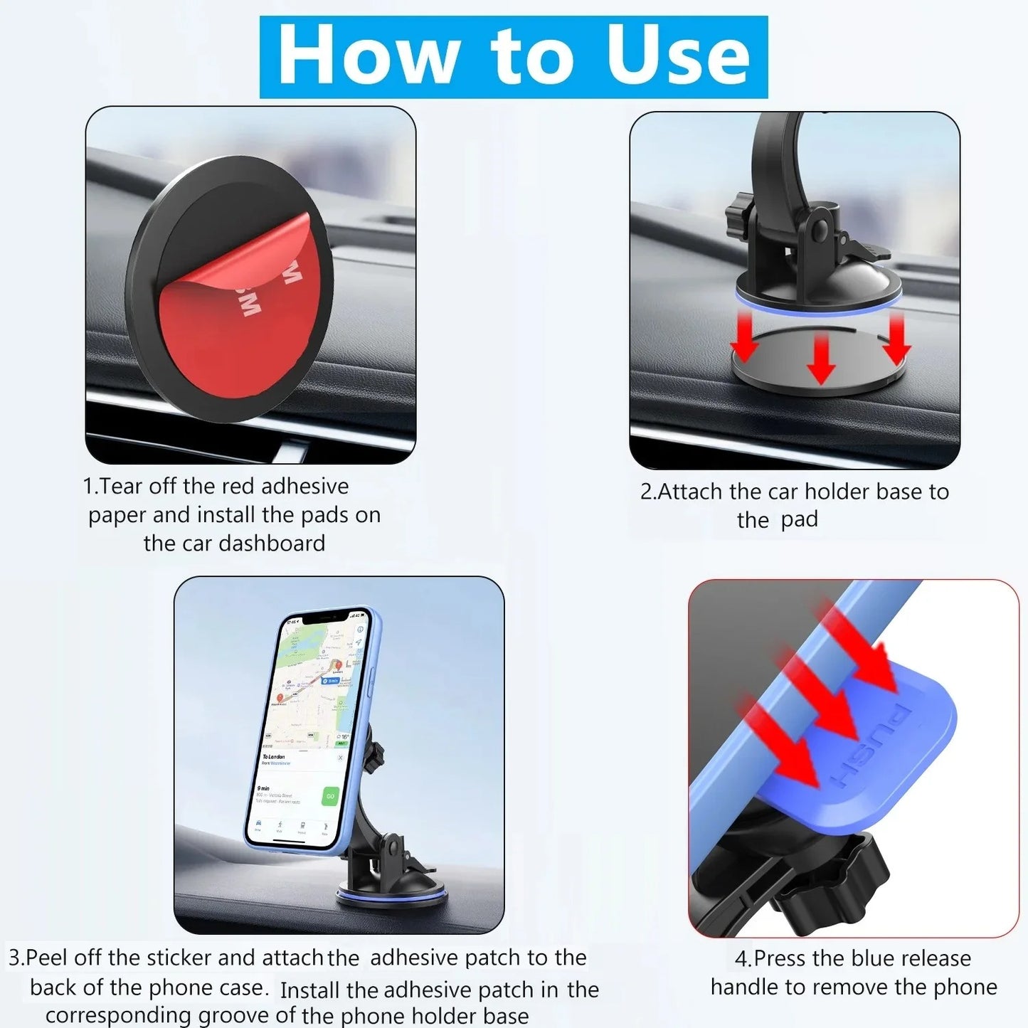 Phone Holders For Your Car Cell Phone Mount for Car Dashboard Windshield Mount Truck Stand Universal Phone Holder 360°rotatable