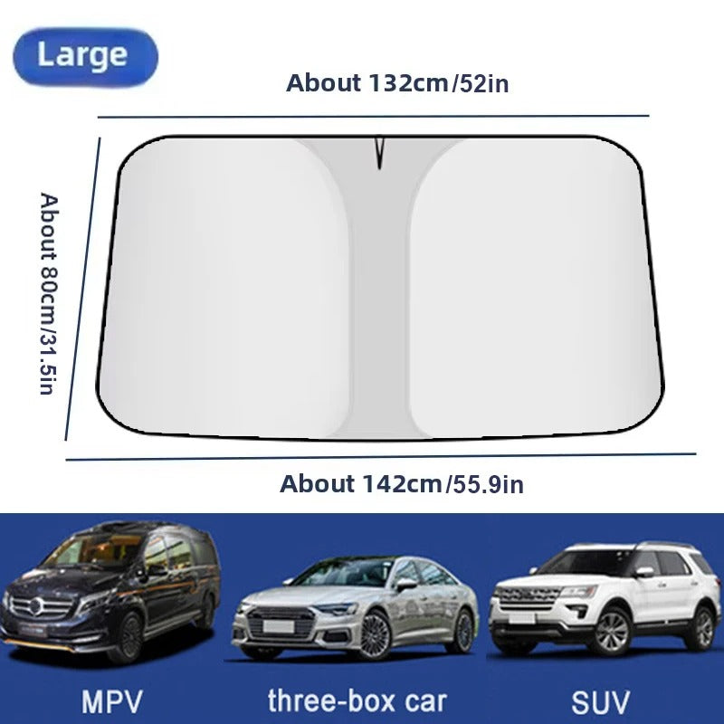 Car Sunshade Front Windshield Titanium Silver Thickened Shade Cover Foldable Sun Shade Car Interior UV Protection Accessories
